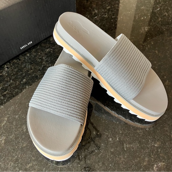 New Sorel Roaming Easy Slide Sandals, Casual Stretch Grey Slides, Athleisure - Picture 1 of 12